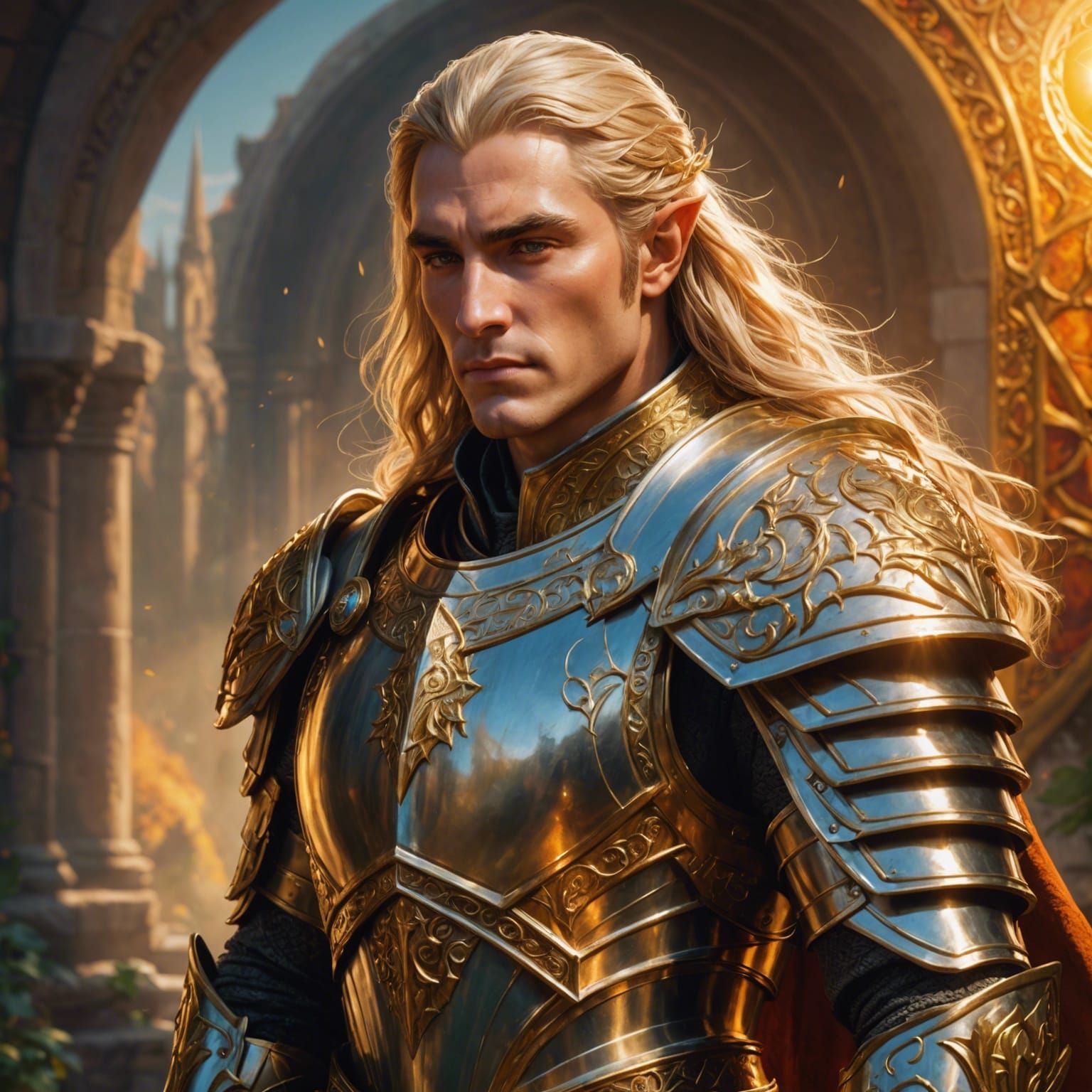 Eladrin Paladin in Half-Plate Armor