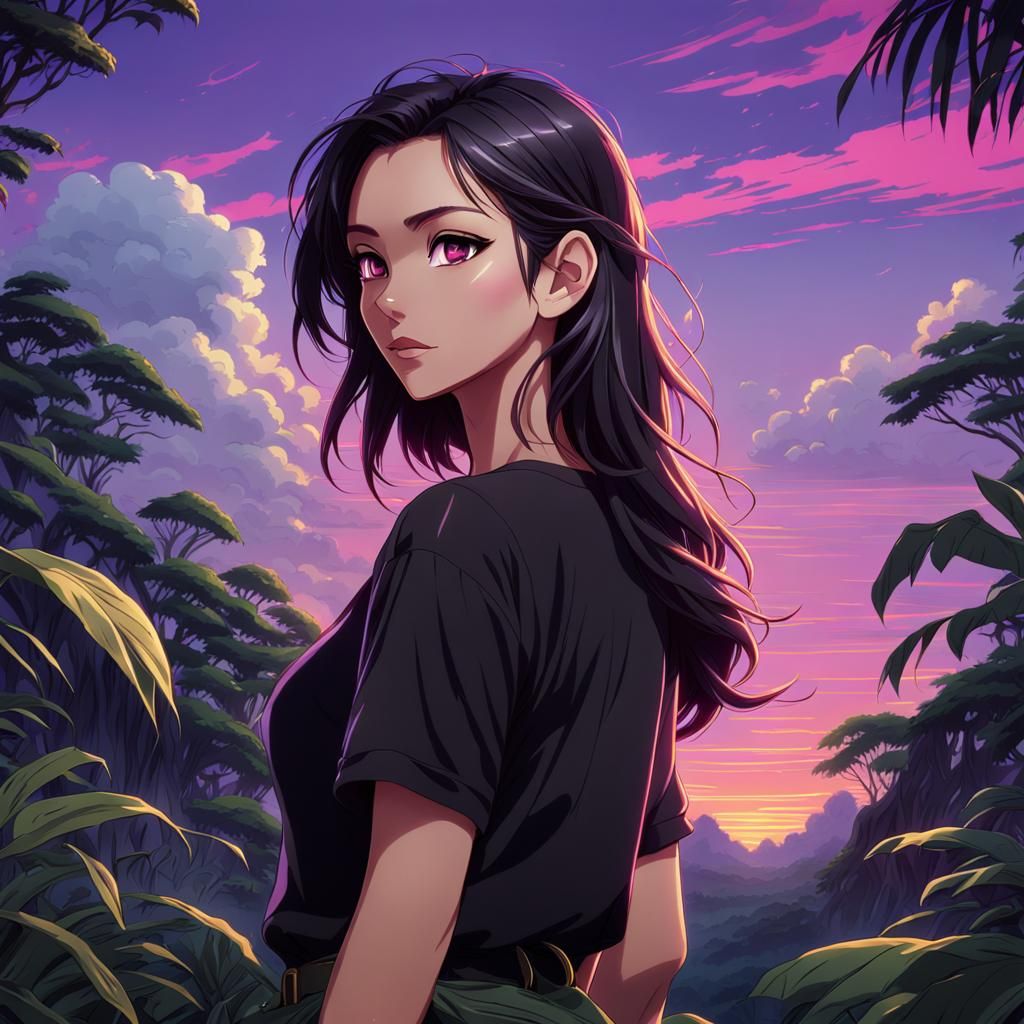 Italian Woman in Jungle, Disney Anime Style