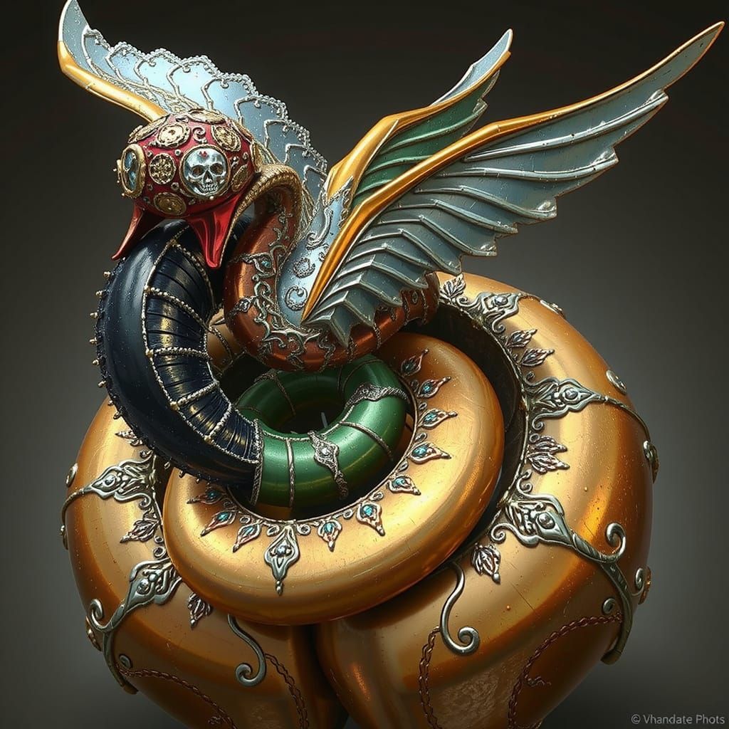 Opulent Metal Sculpture with Filigree Patterns