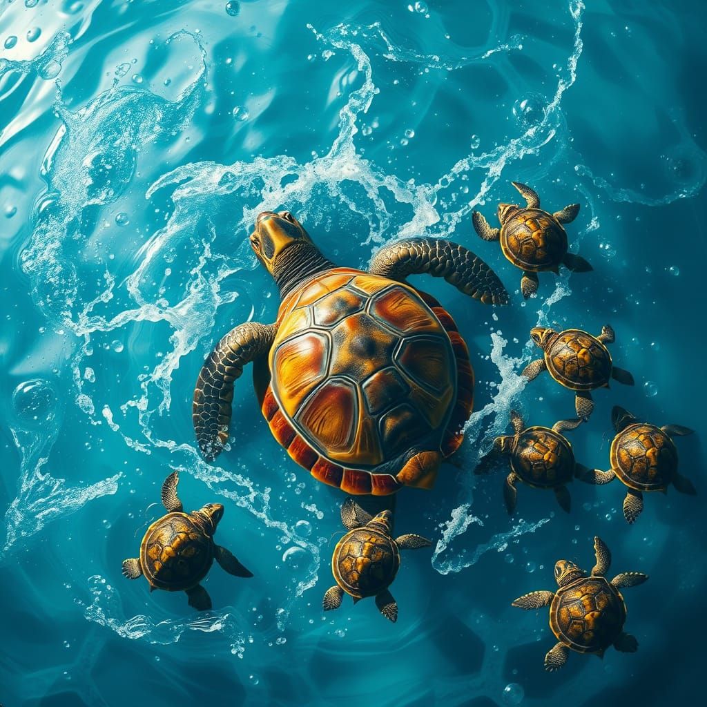 Turtle Tumbles: An Aquatic Rescue Scene