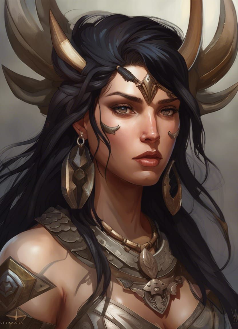 Centaur Woman Portrait in Hyperdetailed Digital Art