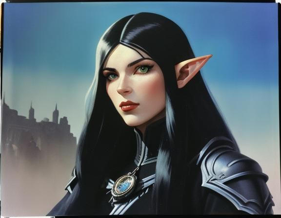 Half-Elf Artificer in Ravenloft: Ligne Claire Illustration