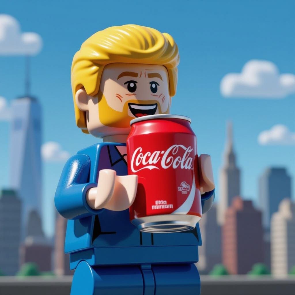 Donald Trump Drinks Coca-Cola in Lego World