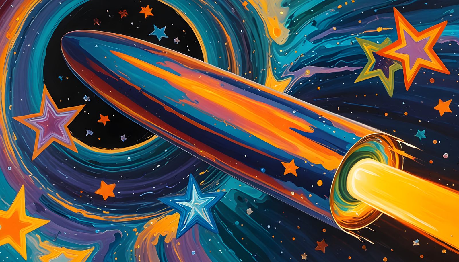 Surreal Cosmic Odyssey in Iridescent Hues