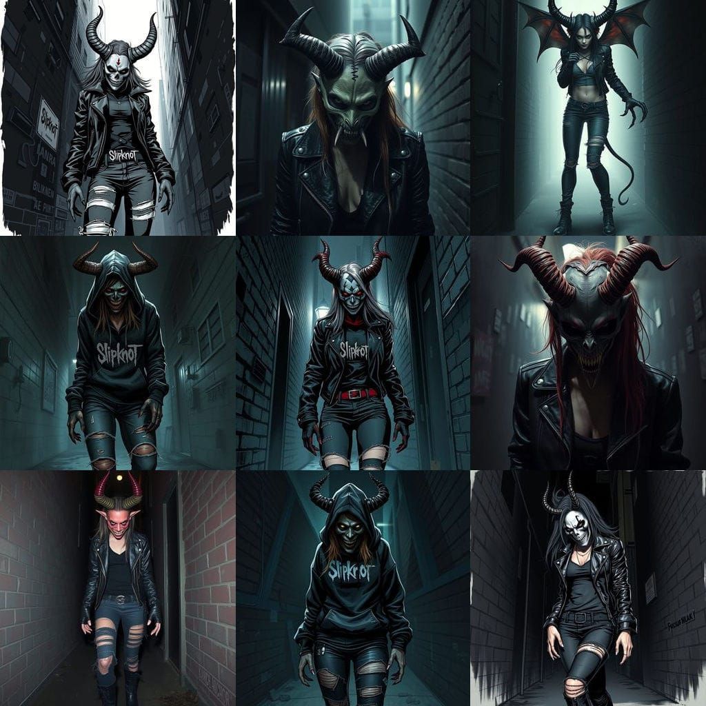 Terrifying Female Demon in Slipknot Mask