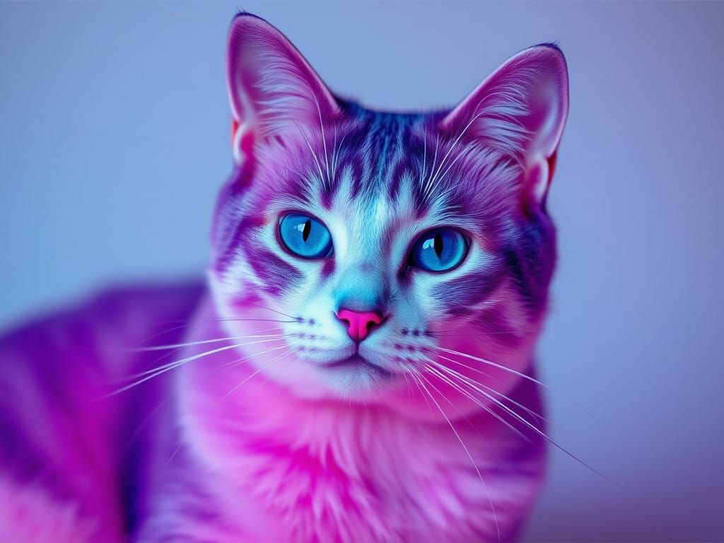 Holographic Feline in Powder Blue and Purple