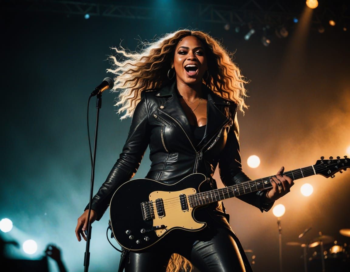 Energetic Female Rockstar Performs Live