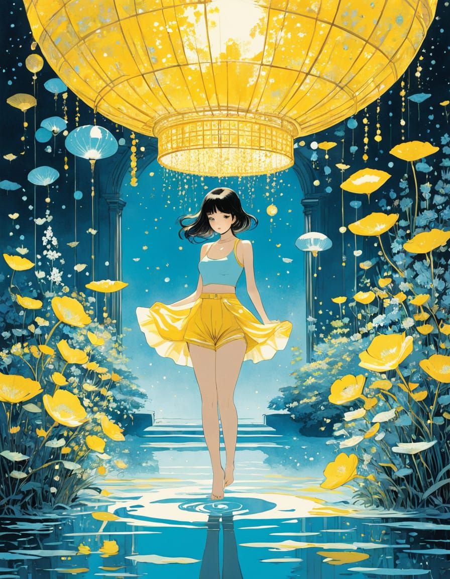 tones of yellow, sprinkle, strong contrast