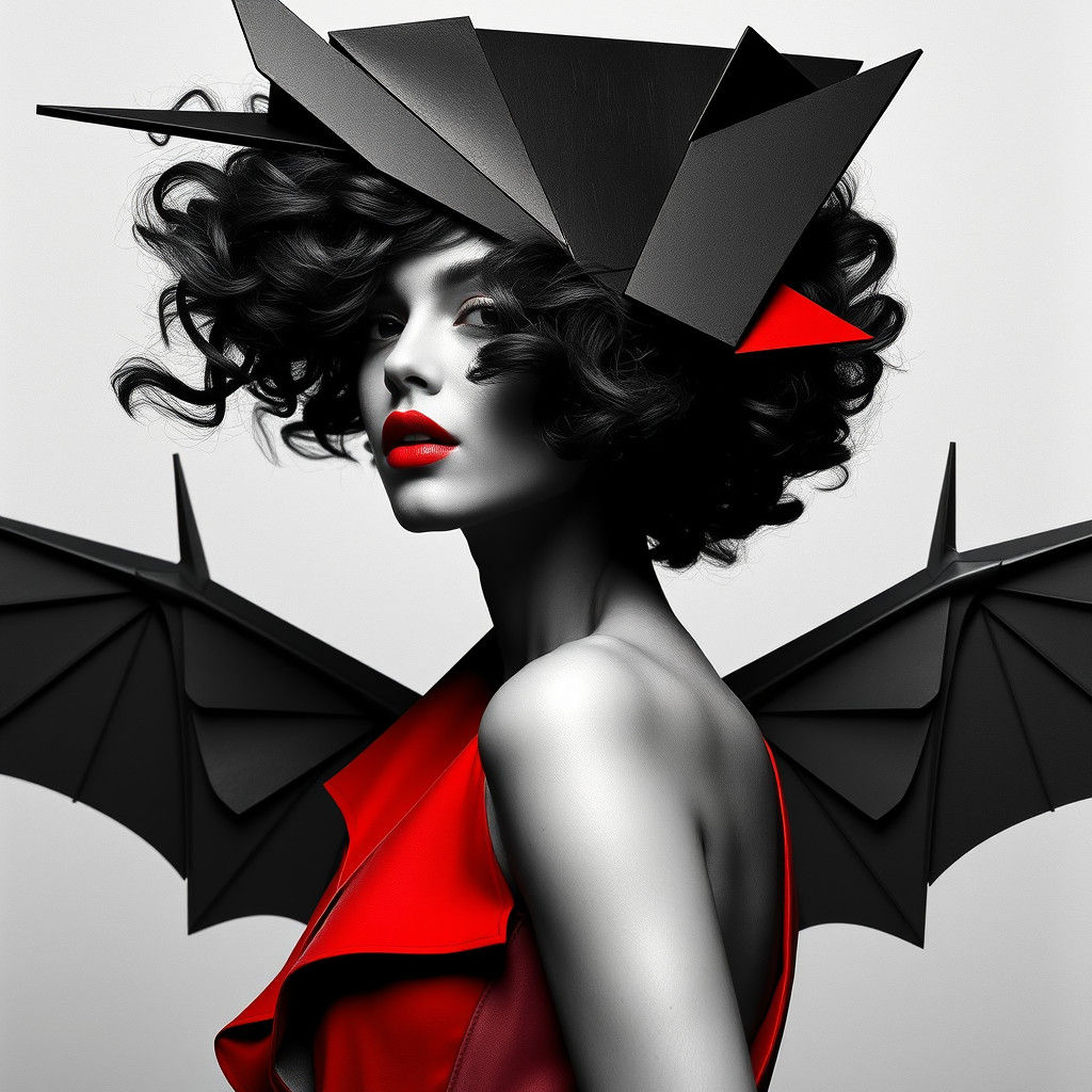 Avant-Garde Supermodel in Black and White Photogram