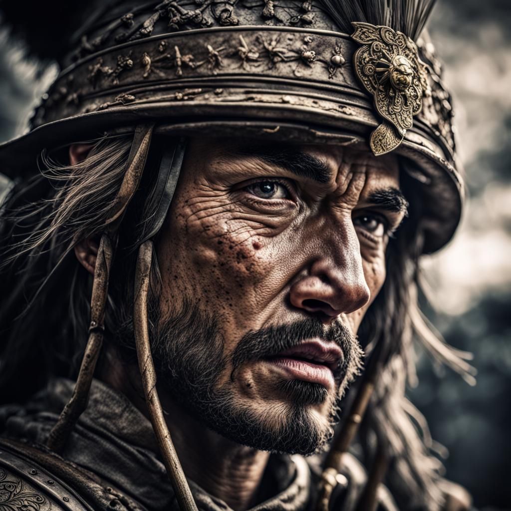 Hyperrealistic Warrior in South-North War Portrait