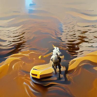 Elon Musk on Golden Horse: Digital Illustration