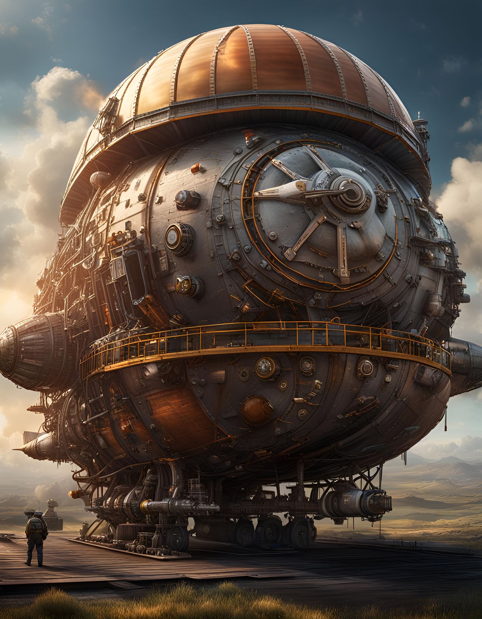 Photorealistic Airship with Rocket Engines