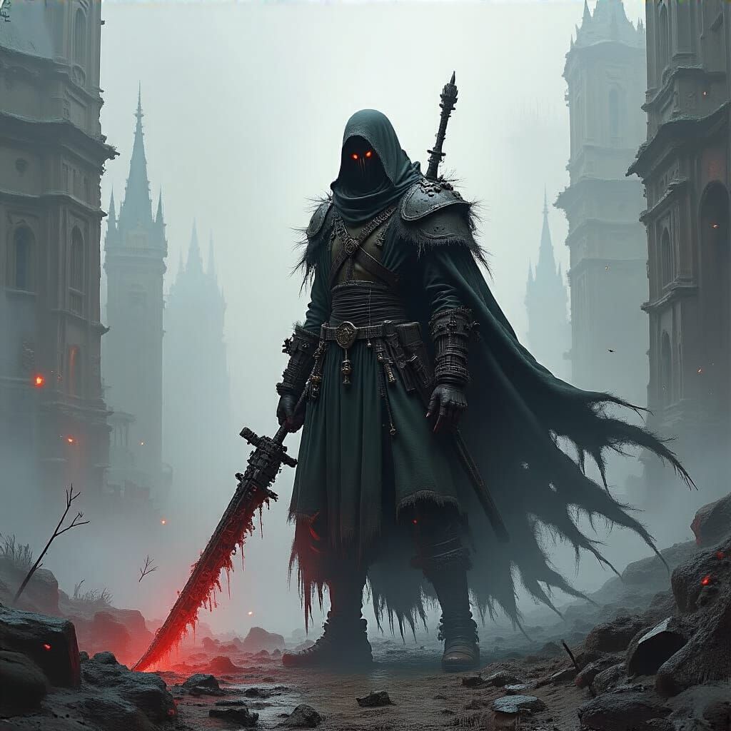 Dark Fantasy Landscape in Wadim Kashin Style