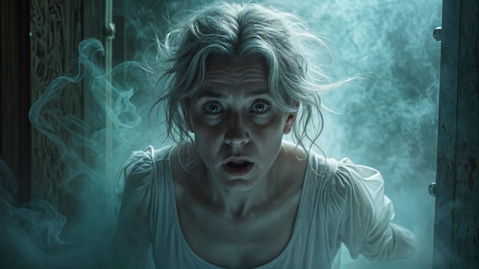 Ethereal Apparition of Woman with Frightened Eyes