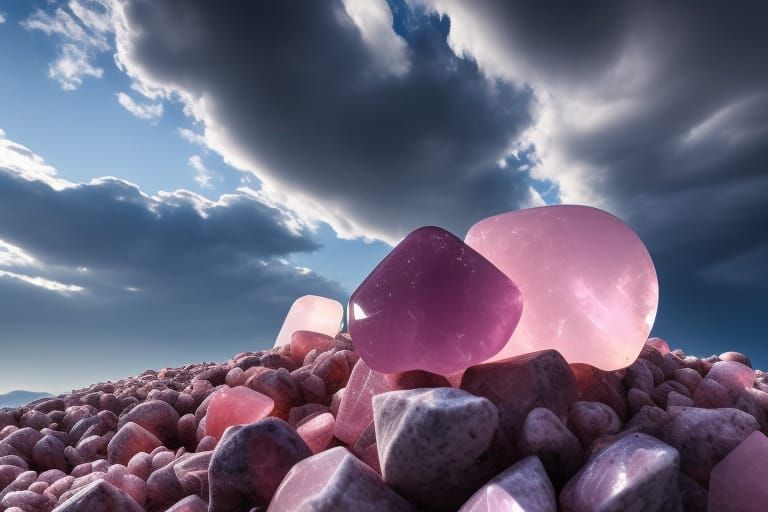 Intricate Rose Quartz Stone Formation, Detailed Concept Art