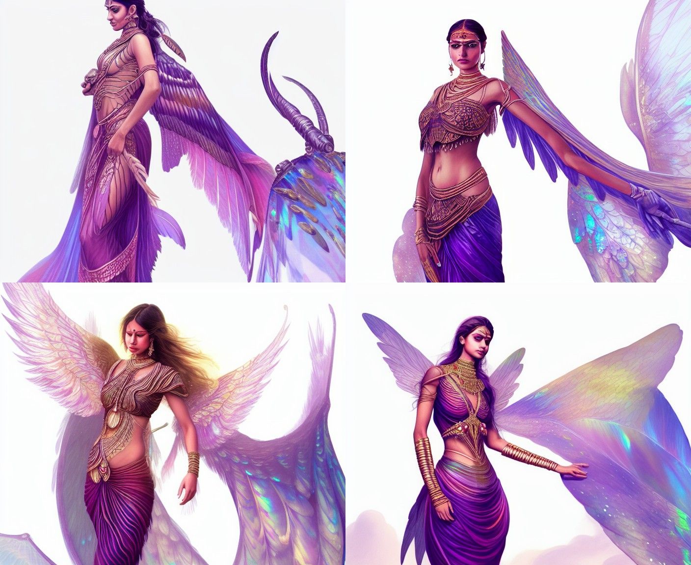 Winged Indian Woman in Iridescent Armor, Digital Art