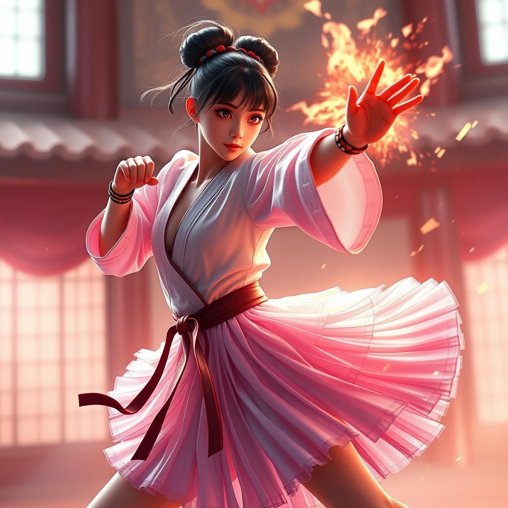 a karate fighting ballerina