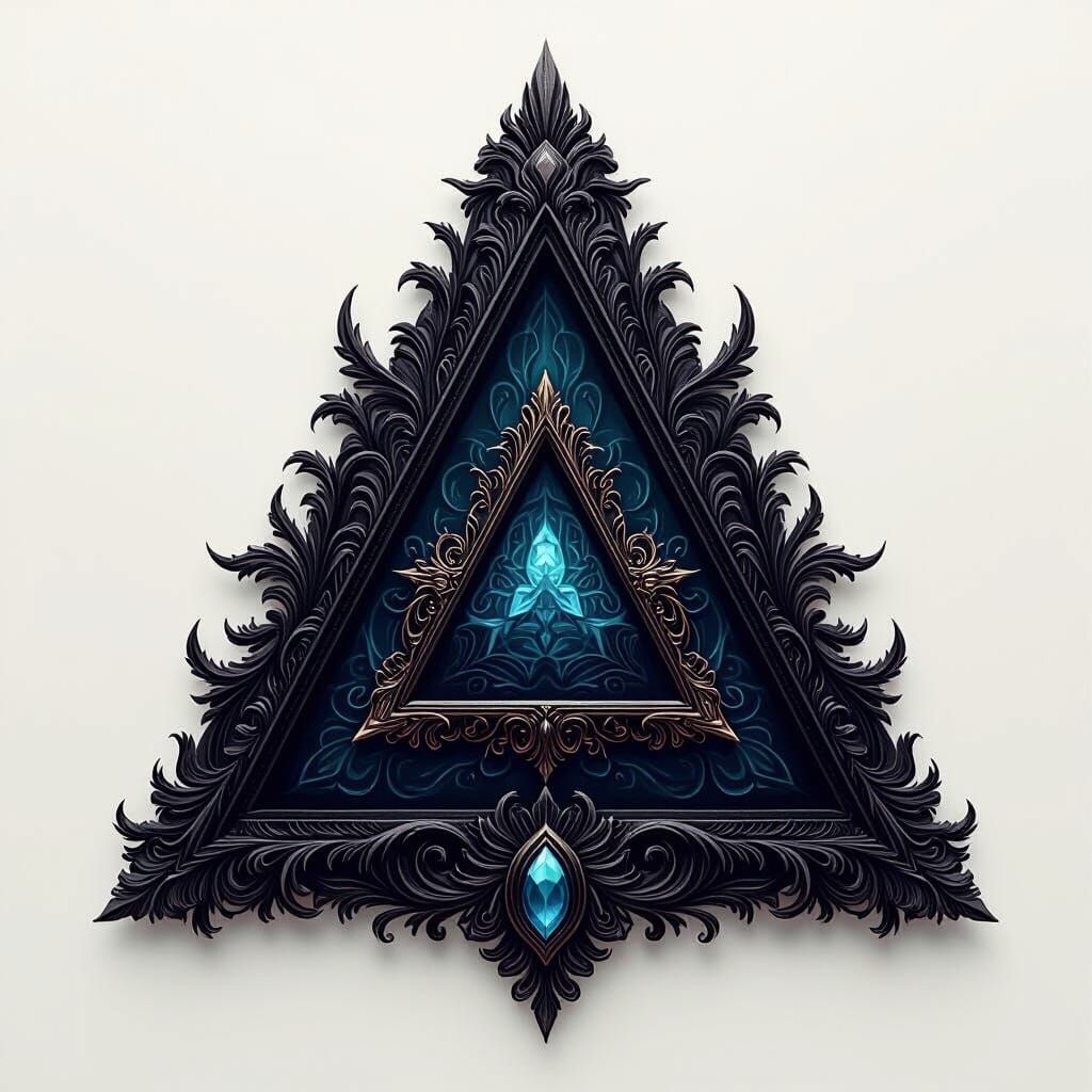 Ornate Triangle Logo Symbolizing Hedonism in Fantasy Art Sty...