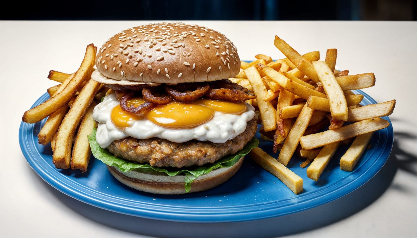 Hyperrealistic Double Chicken Burger with Loaded Fries