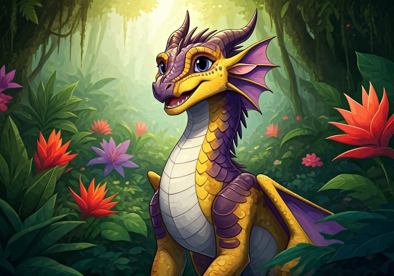 Rainwing Dragon Kinkajou Reigns in Tropical Paradise