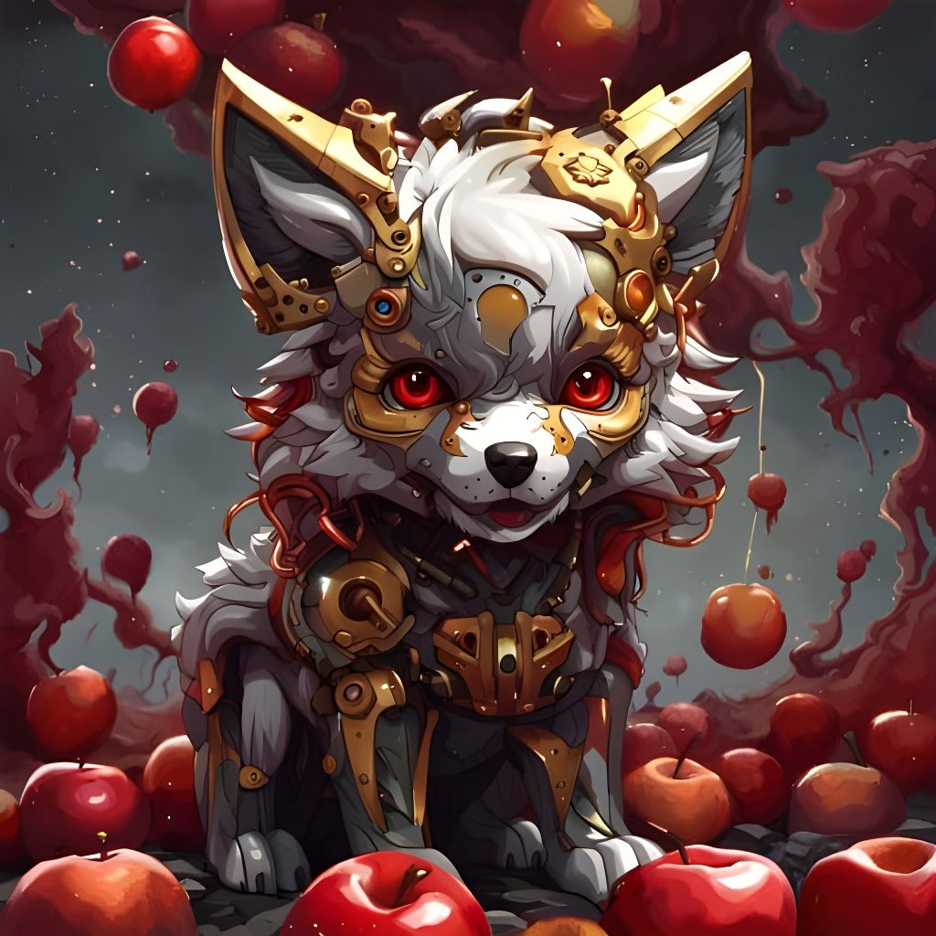 Abstract Apple Wolf Robot Fusion