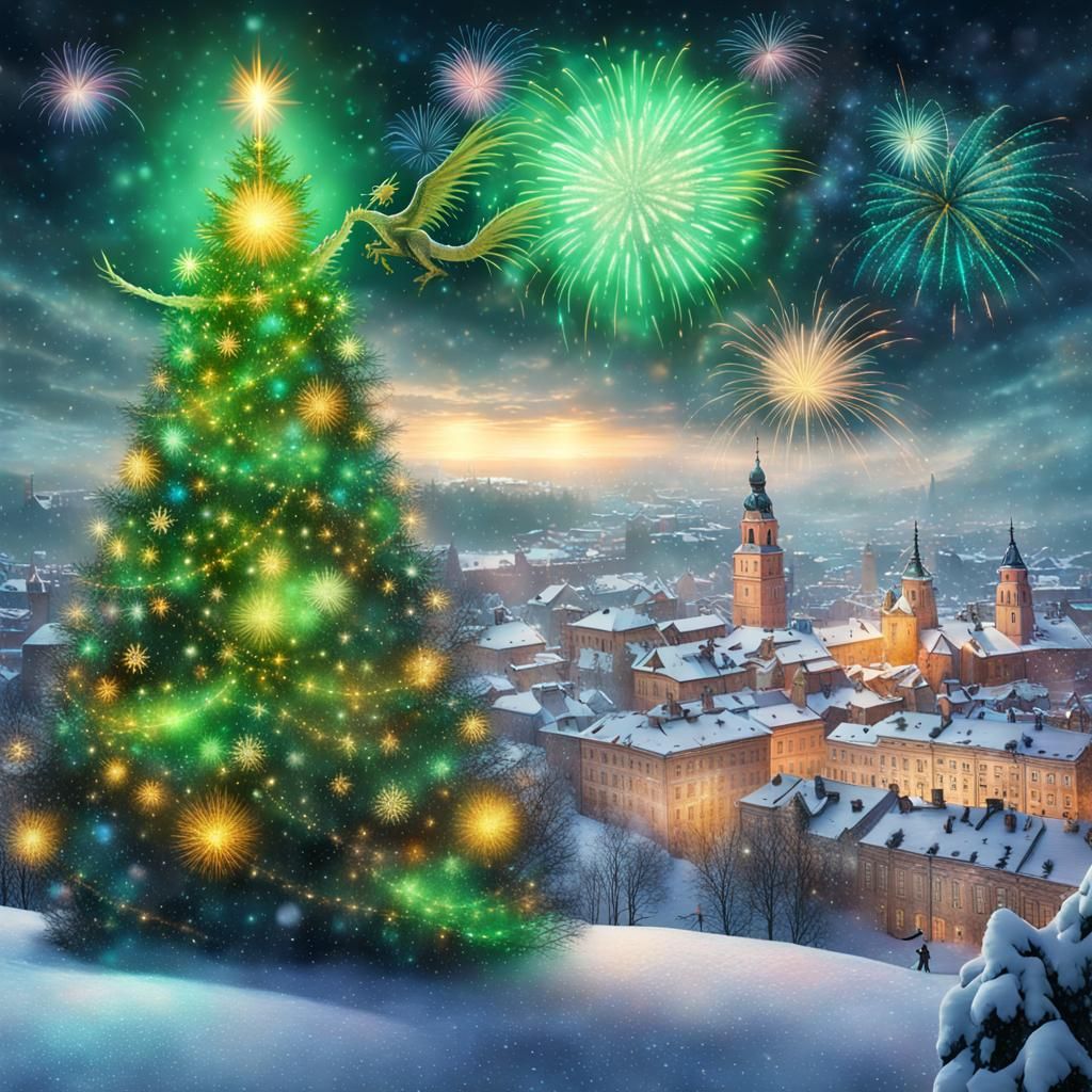 Vilnius New Year 2024 with Green Dragon