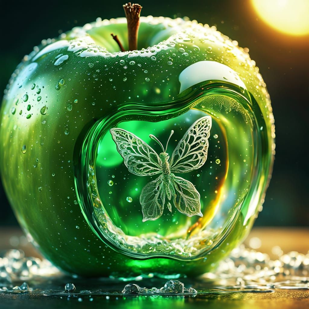 Hyper-Realistic Apple with Heineken Beer in Digital Art