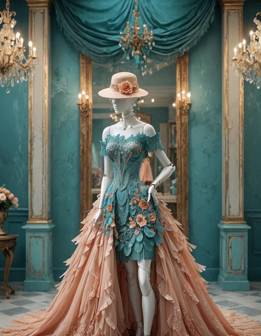 Elegant Dress on Mannequin: Fantasy Concept Art