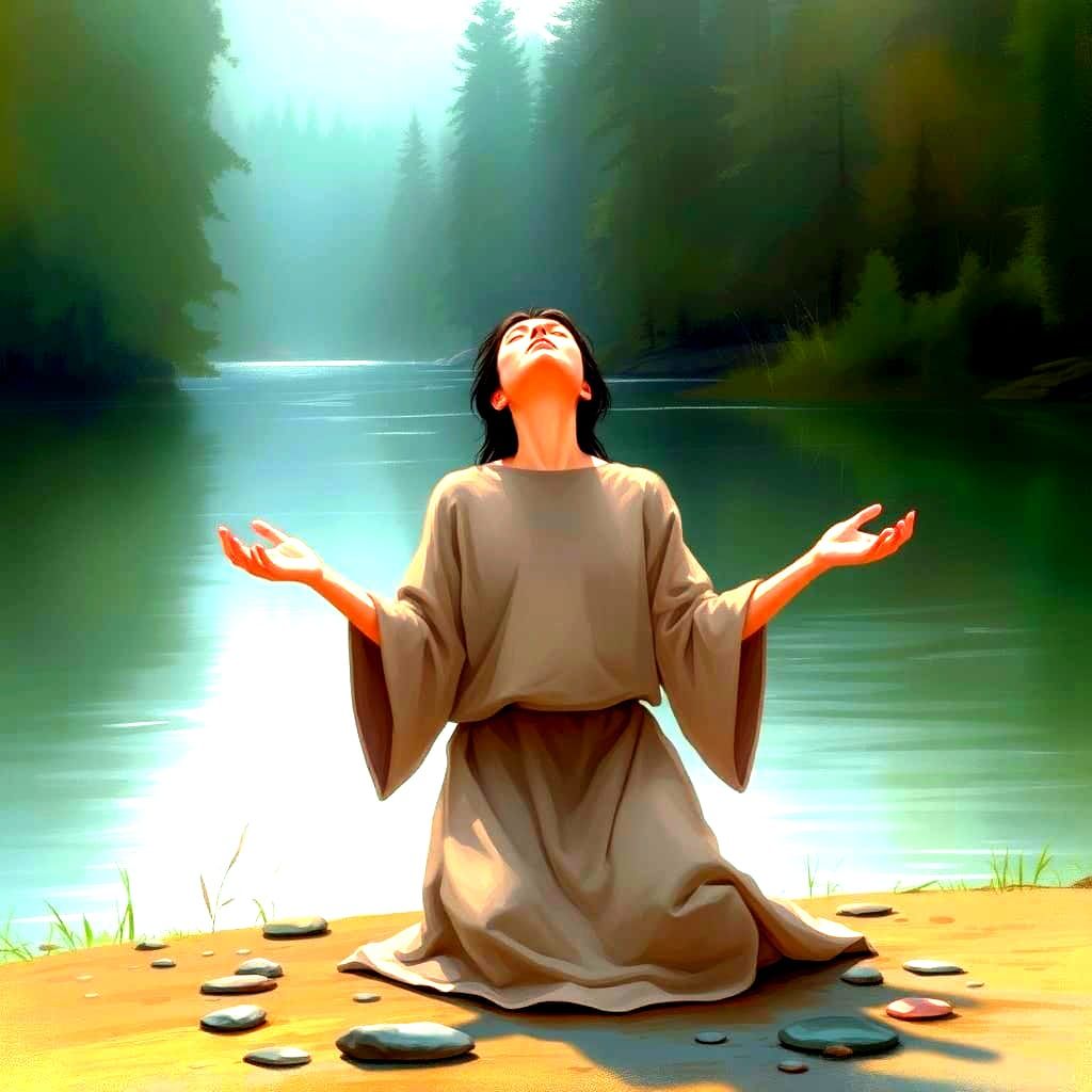 Figure Praying in Comic Book Art Style