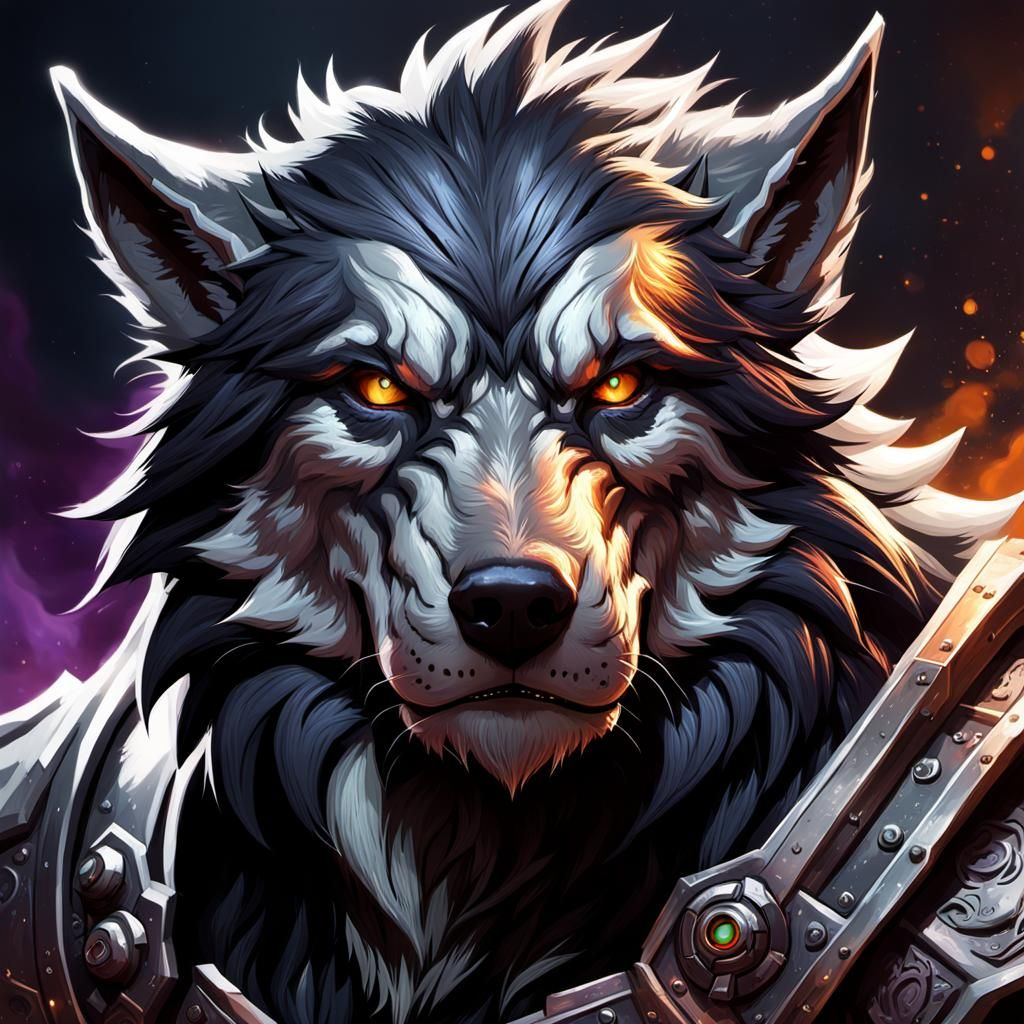 Detailed Worgen Male Portrait in Splash Art Style