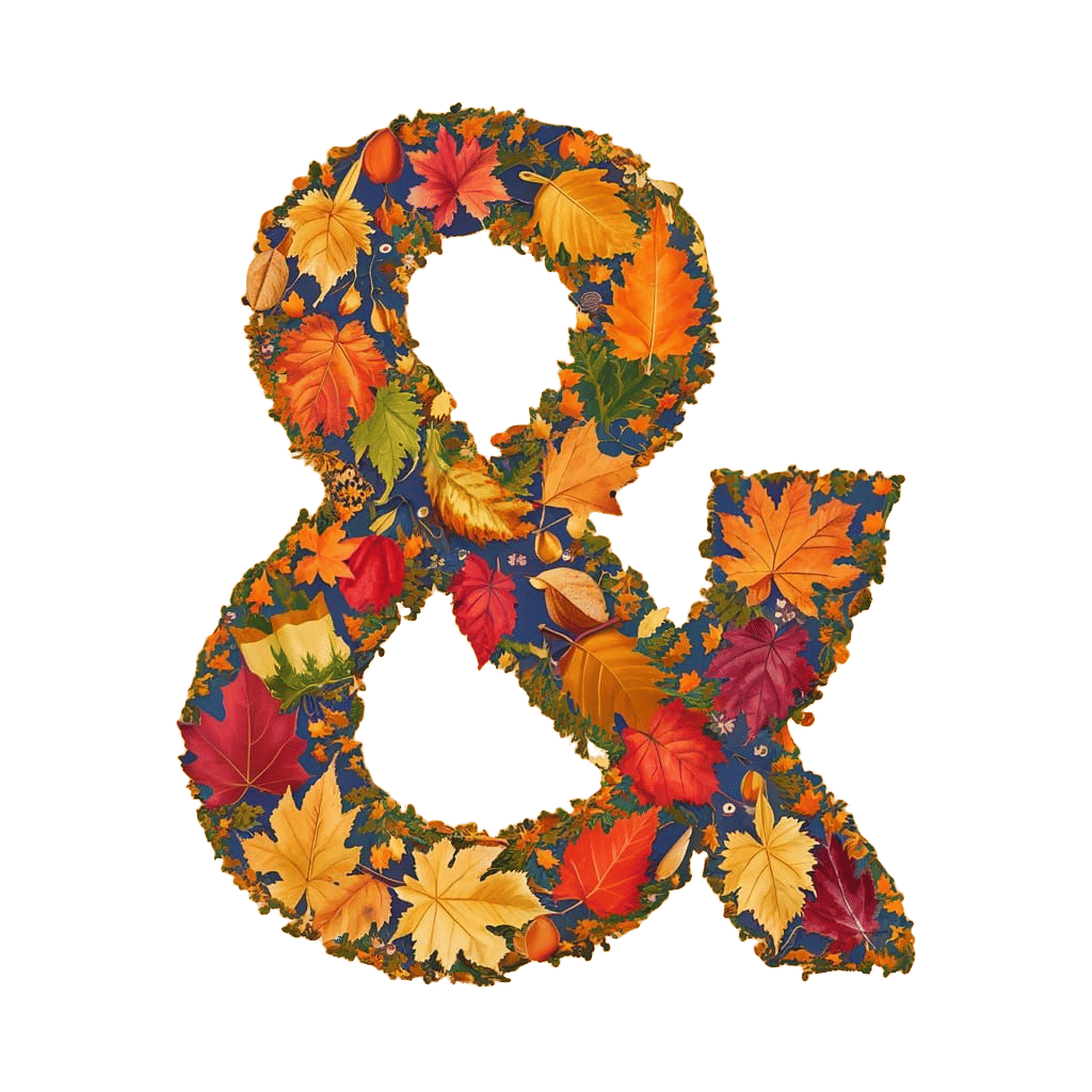 Fall Leaves Graphic Illustration of Ampersand