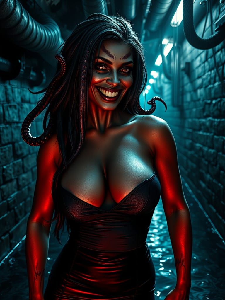 Surreal Horror Portrait of a Dark Water Sorceress