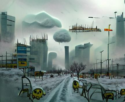 Post-Apocalyptic Cityscape in Nuclear Winter