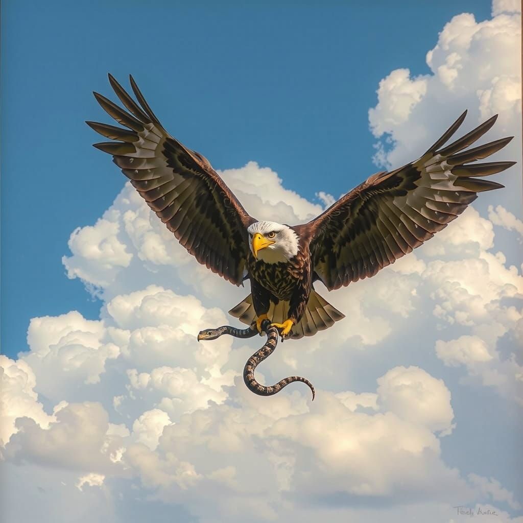 Eagle Captures Snake in Audubon-Inspired Flight