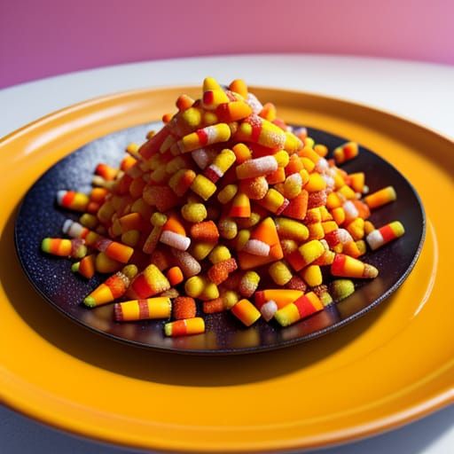 Close-Up of Candy Corn Plate in Painterly Food Photography S...