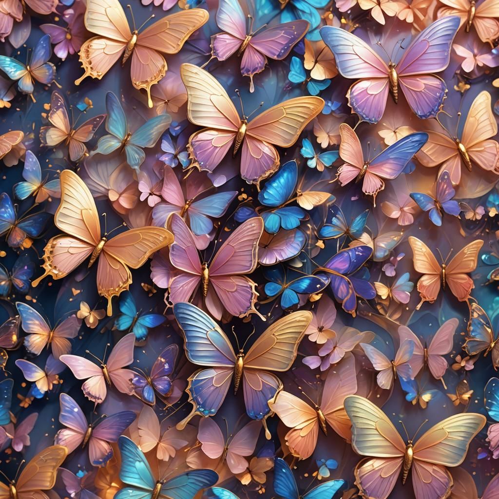 Glowing Butterflies Form Heart in Whimsical Fantasy Art