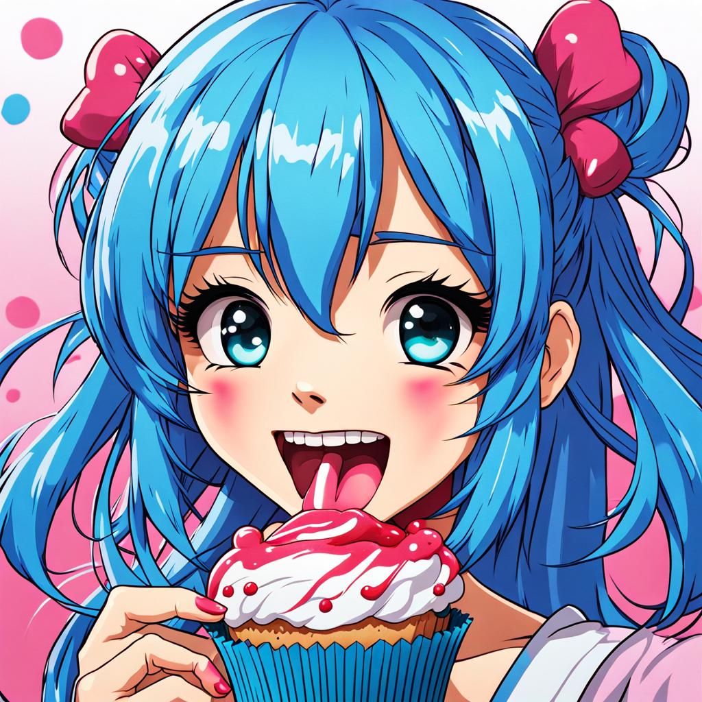 Anime Girl About to Eat Cupcake
