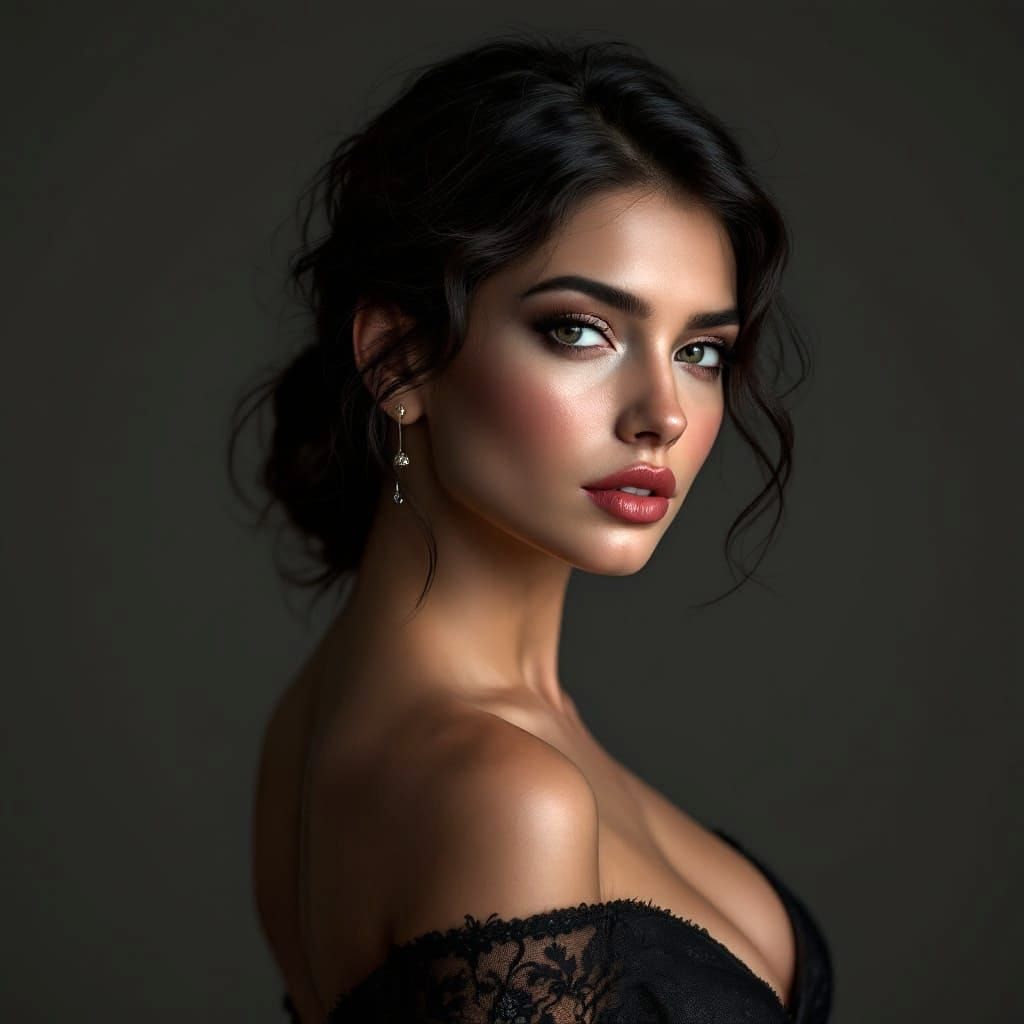 Hyperrealistic Elegance in a Long, Sophisticated Dress