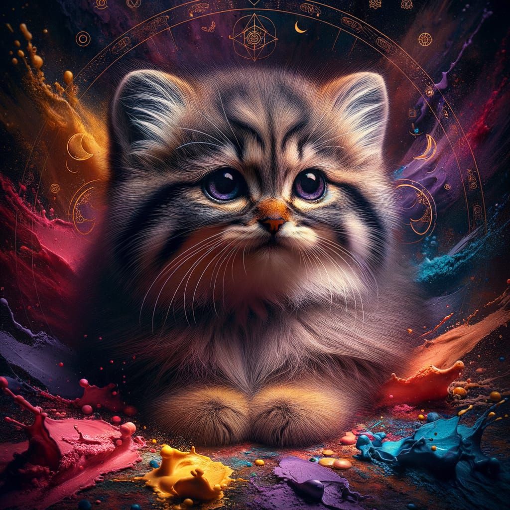 Grumpy Pallas Cat Kitten with Night Wish