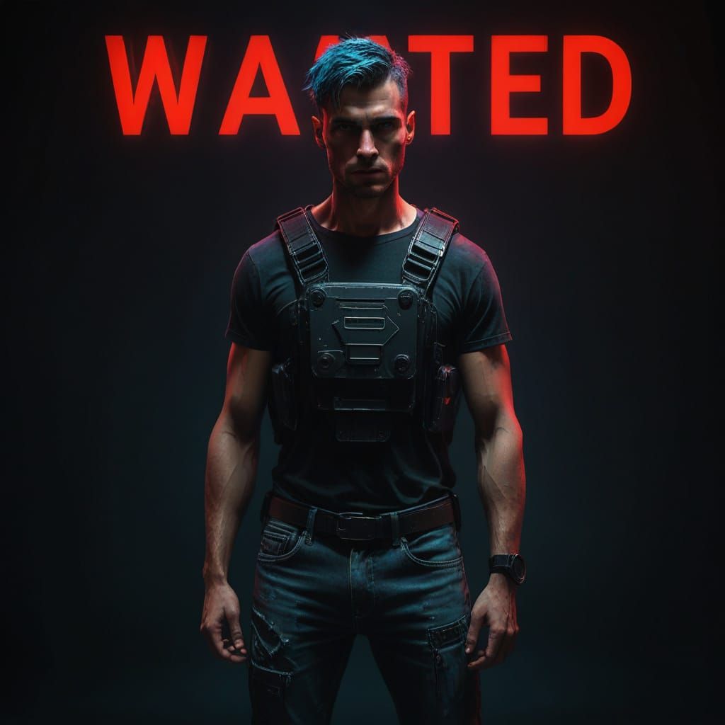 Cyberpunk Warrior Dominates Futuristic Cityscape