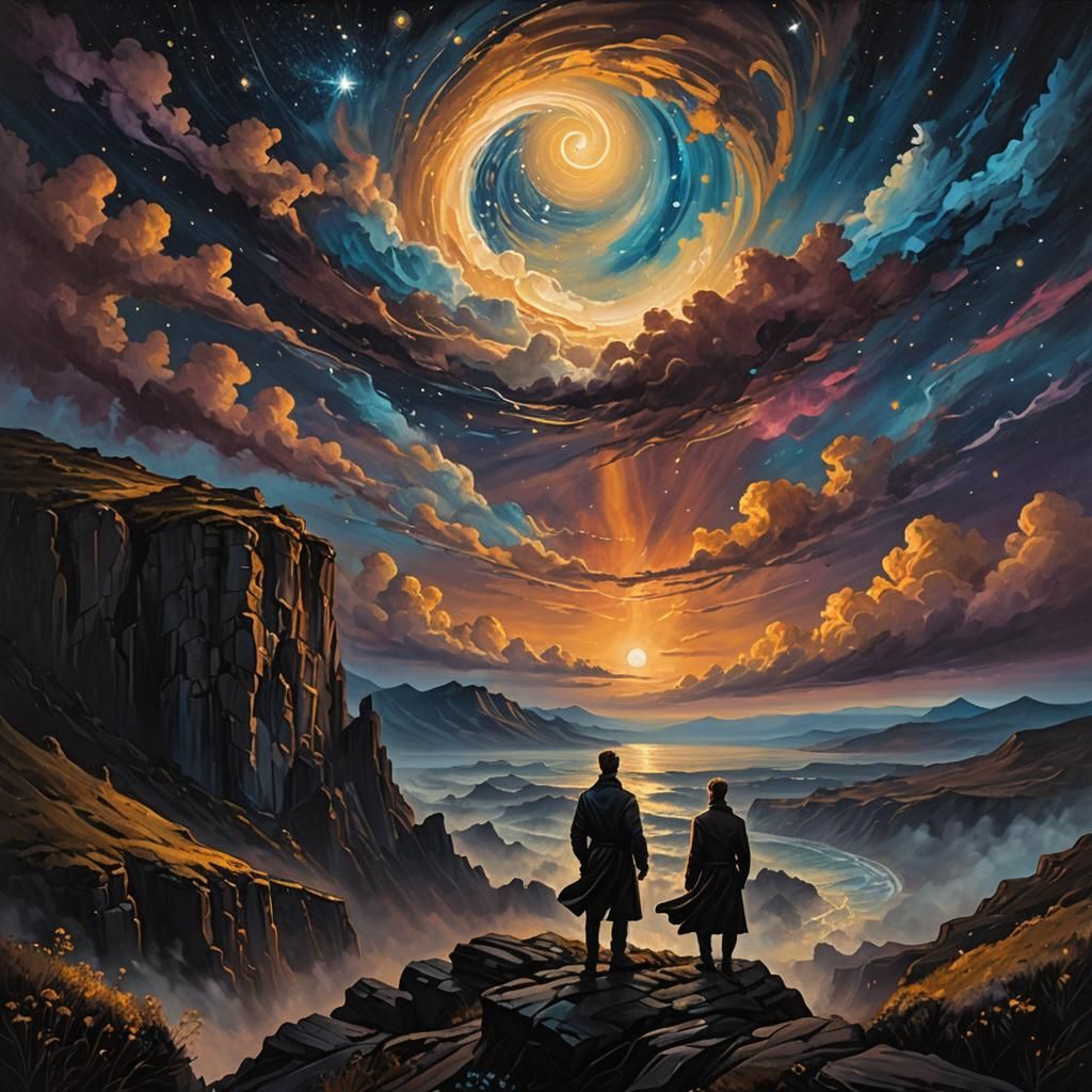 Starry Night Sky Oil Painting in Zaffre Hues