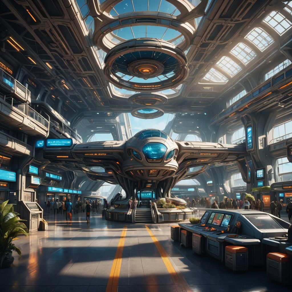 Magical Extraterrestrial Airport Terminal in Detailed Matte ...