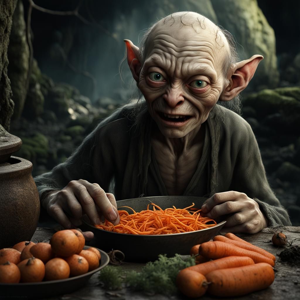 Gollum eating Carrots