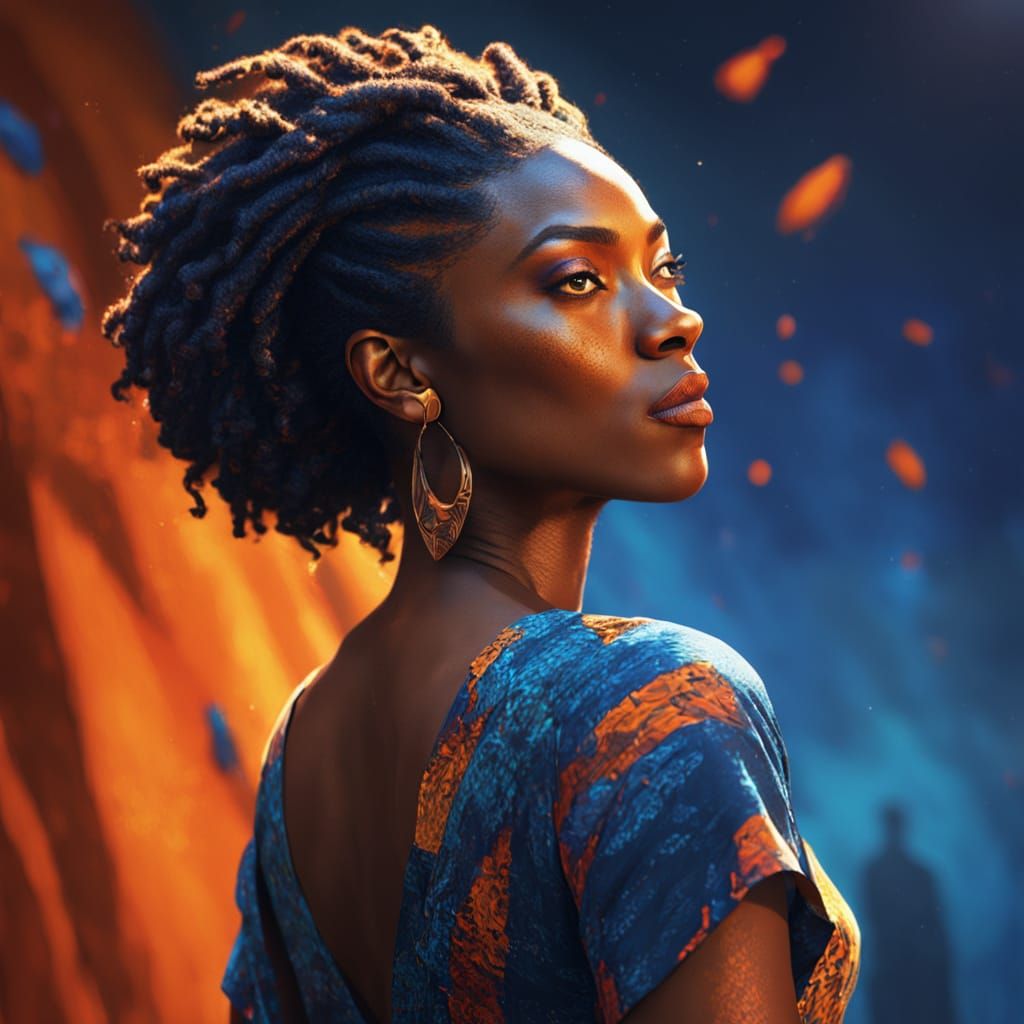 Young Woman Portrait in Vibrant Splash Art Style