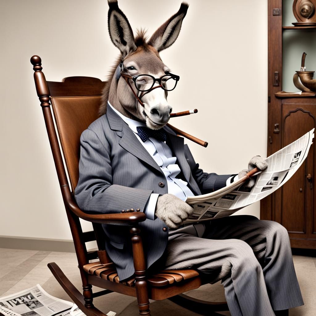 A smart donkey : Reading, writing, smoking...