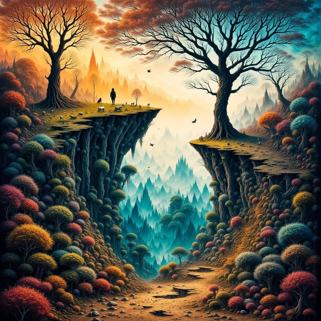 Dreamlike Landscape in Surrealist Style