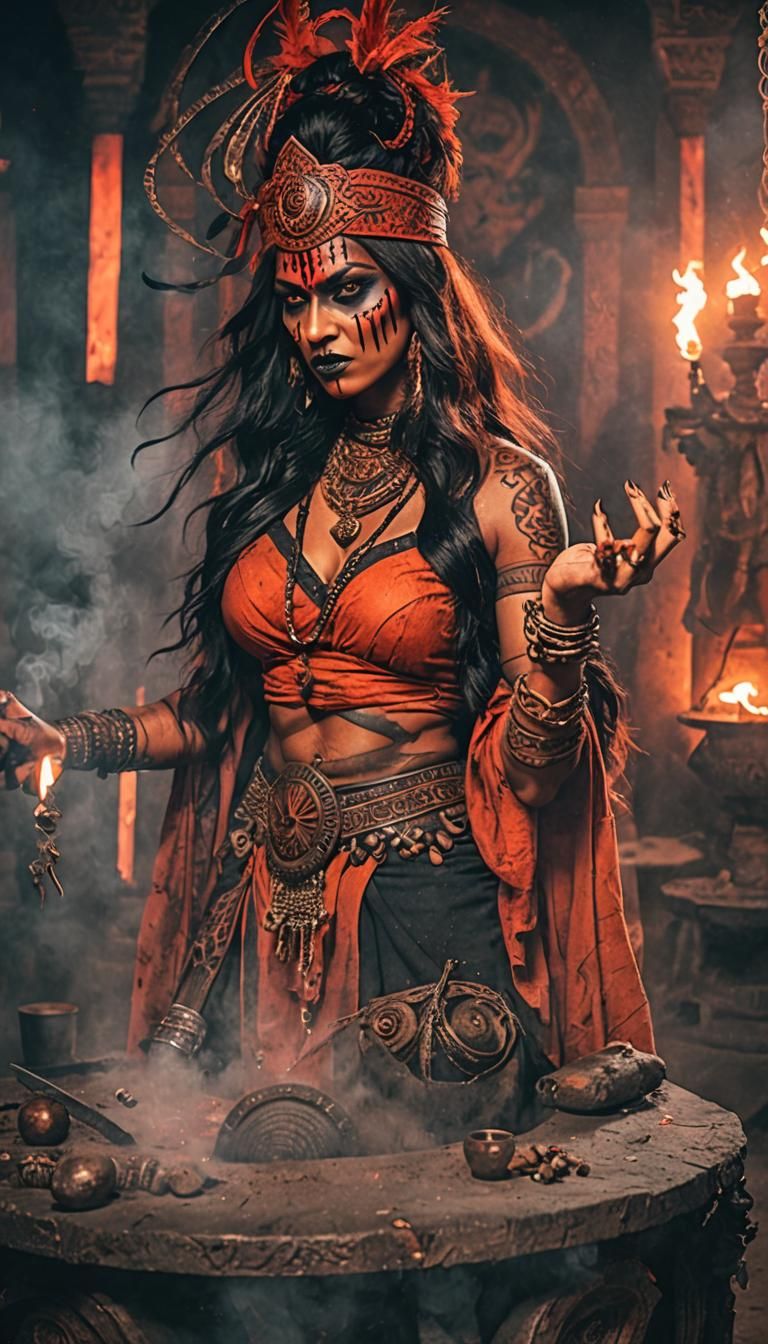 Frightening Indian Witch in Cursed Temple