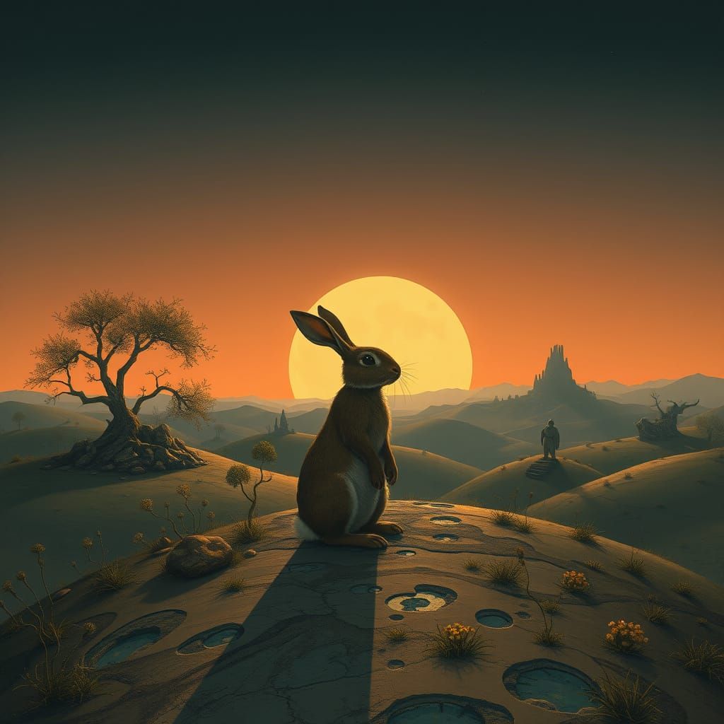 Surreal Rabbit Landscape Inspired by Fantasy Art