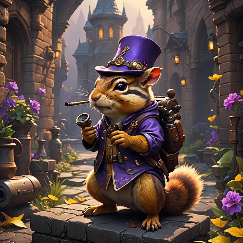 Chipmunk with Pipe Dark Fantasy Concept Art