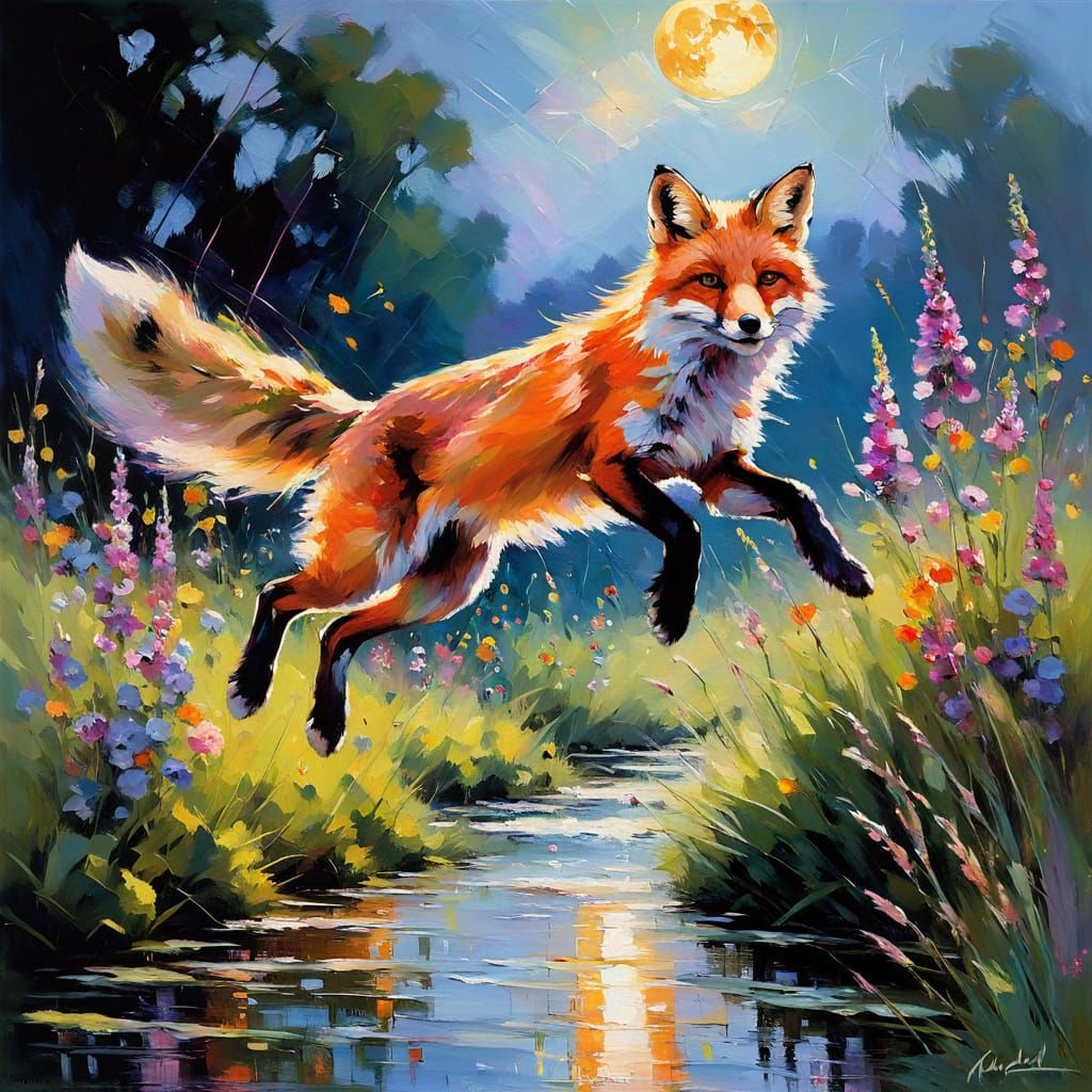 Fox Leaping Landscape